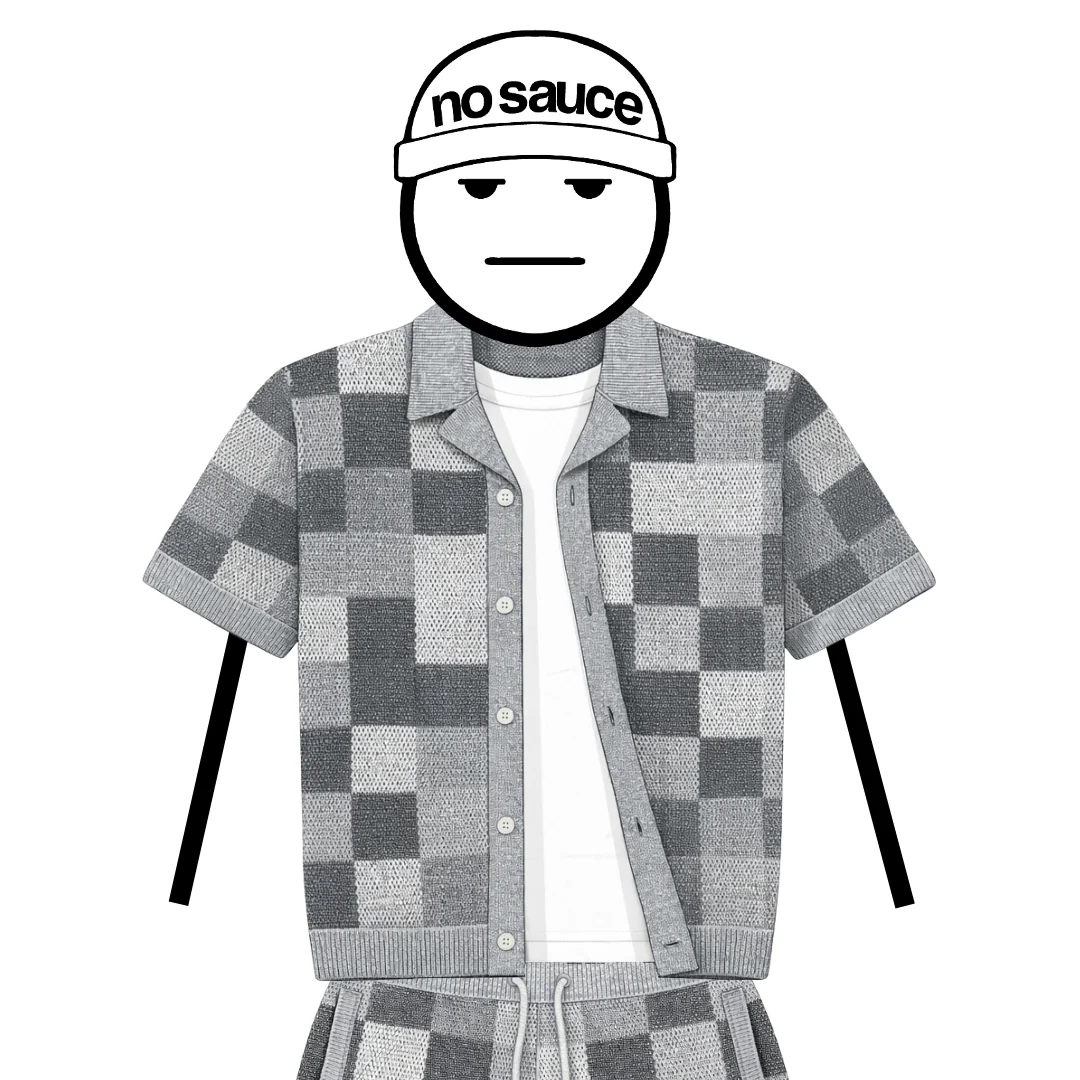 the crochet-knit checkered shirt - grey