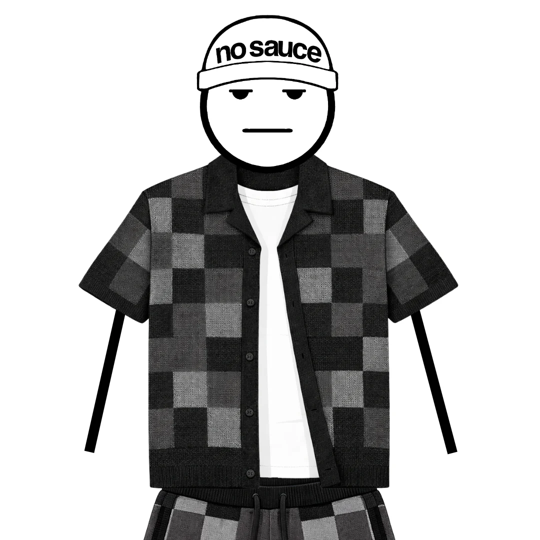 the crochet-knit checkered shirt - black