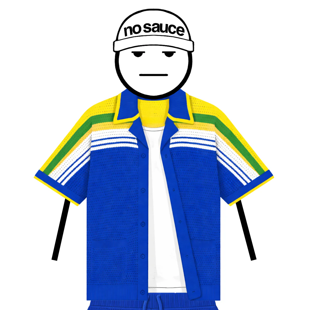 the crochet-knit striped shirt - brasilia blue