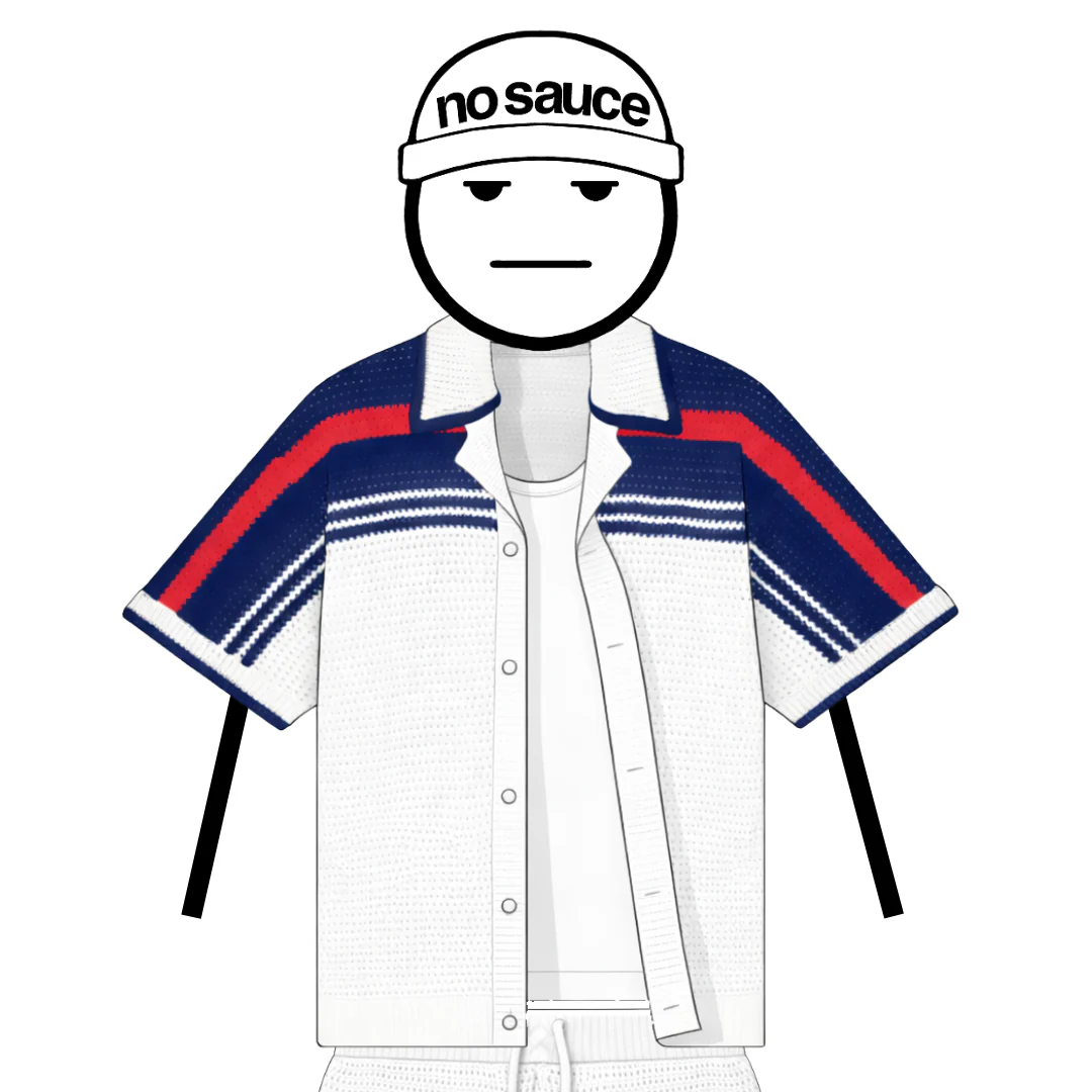 the crochet-knit striped shirt - français white