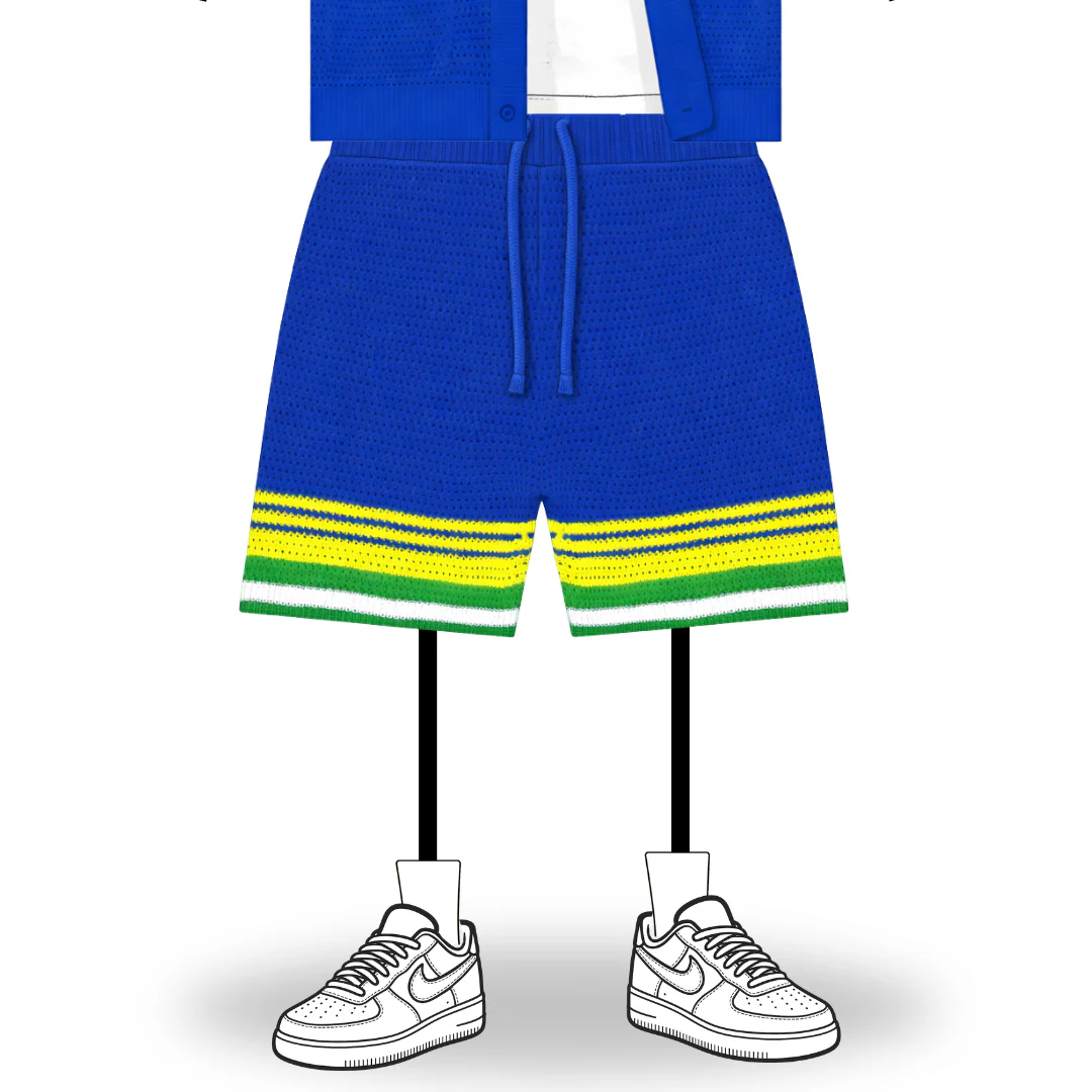 the crochet-knit striped shorts - brasilia blue