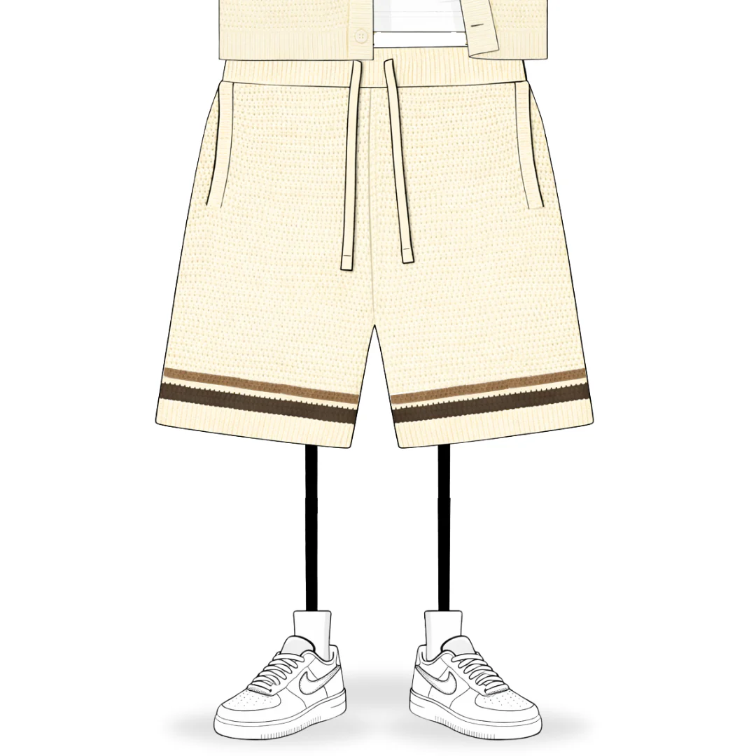 the crochet-knit striped shorts - crème