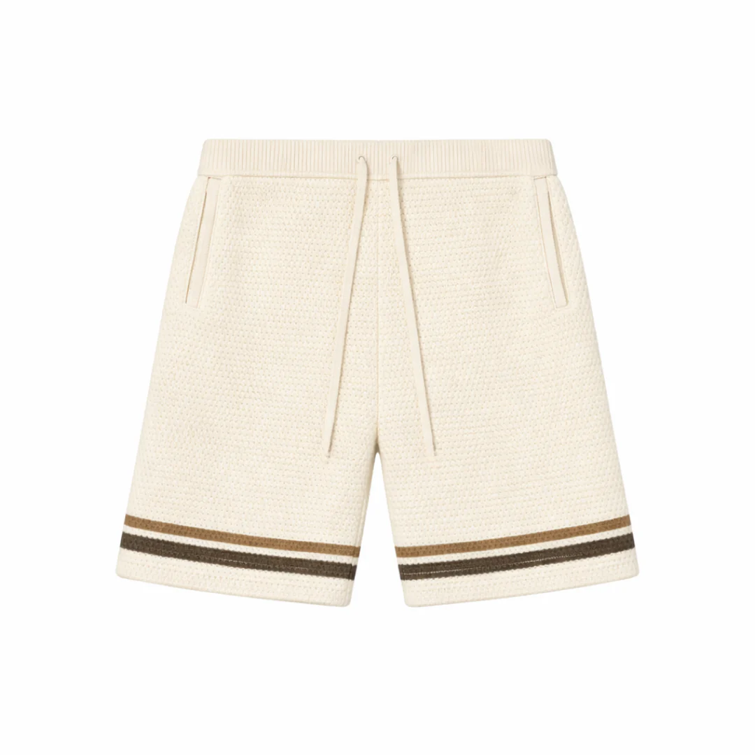 the crochet-knit striped shorts - crème - Image 2