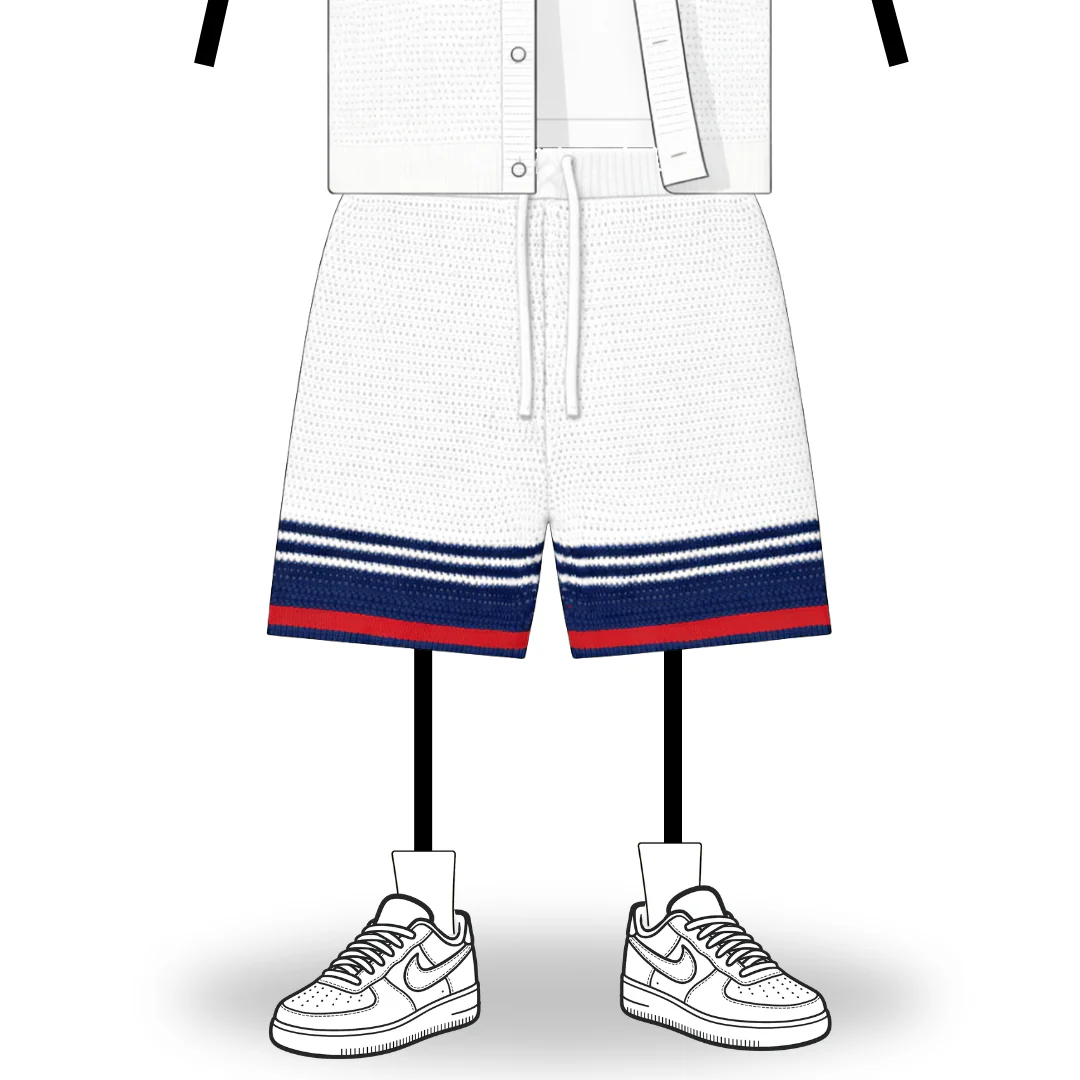 the crochet-knit striped shorts - français white