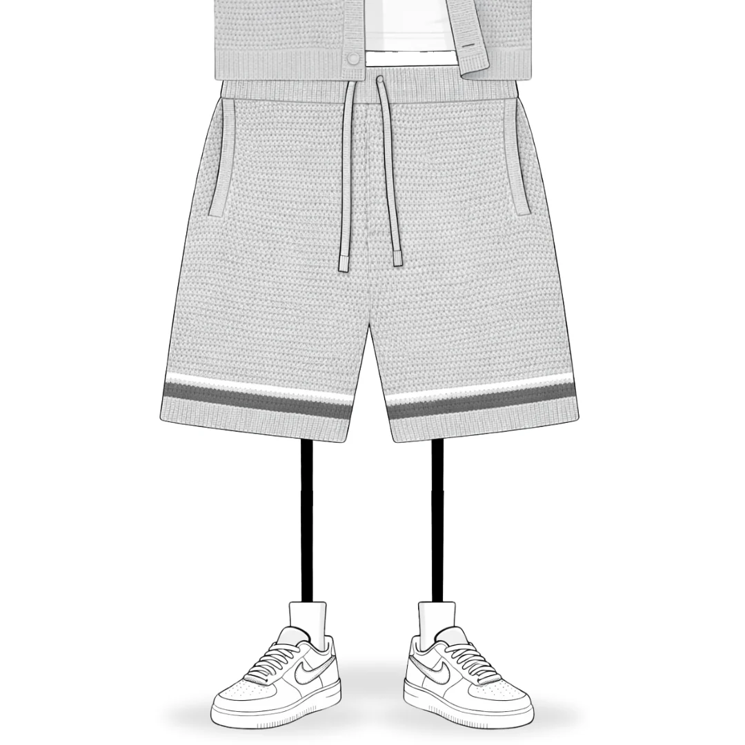 the crochet-knit striped shorts - grey