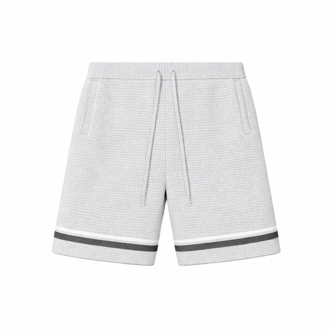the crochet-knit striped shorts - grey - Image 2
