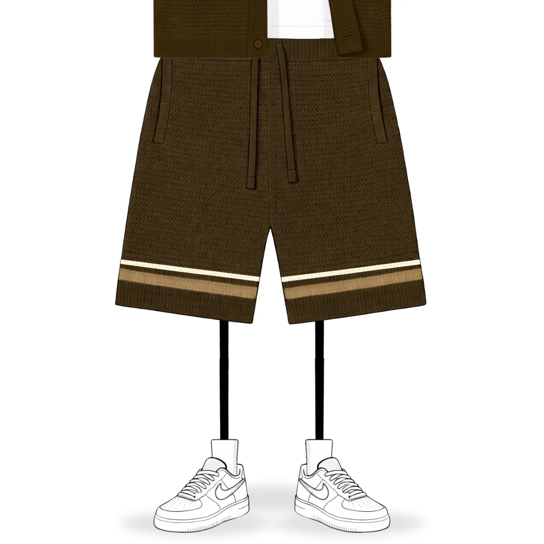 the crochet-knit striped shorts - brown