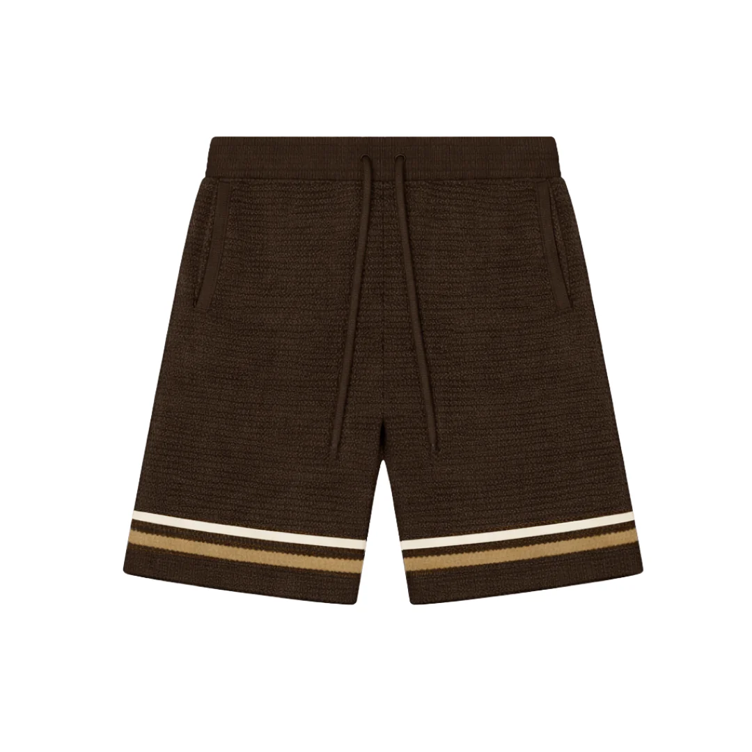 the crochet-knit striped shorts - brown - Image 2