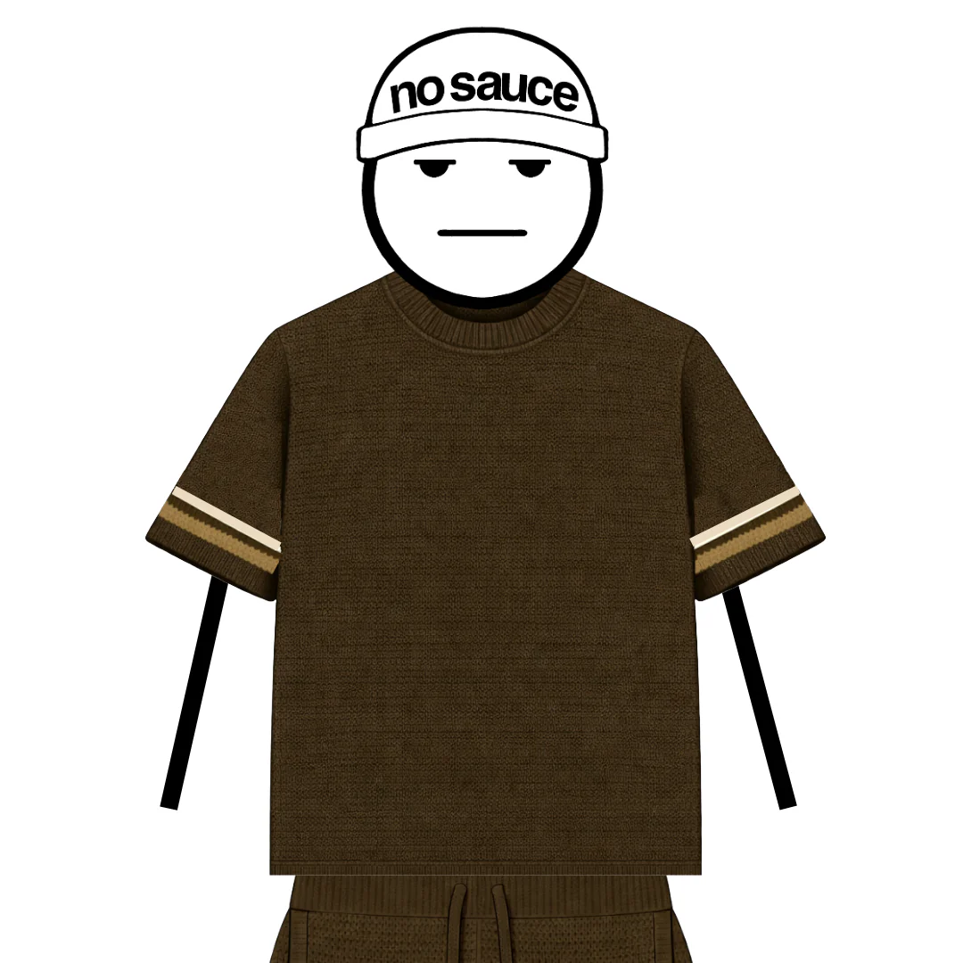 the crochet-knit striped tee - brown