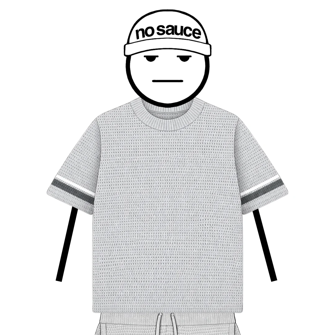 the crochet-knit striped tee - grey