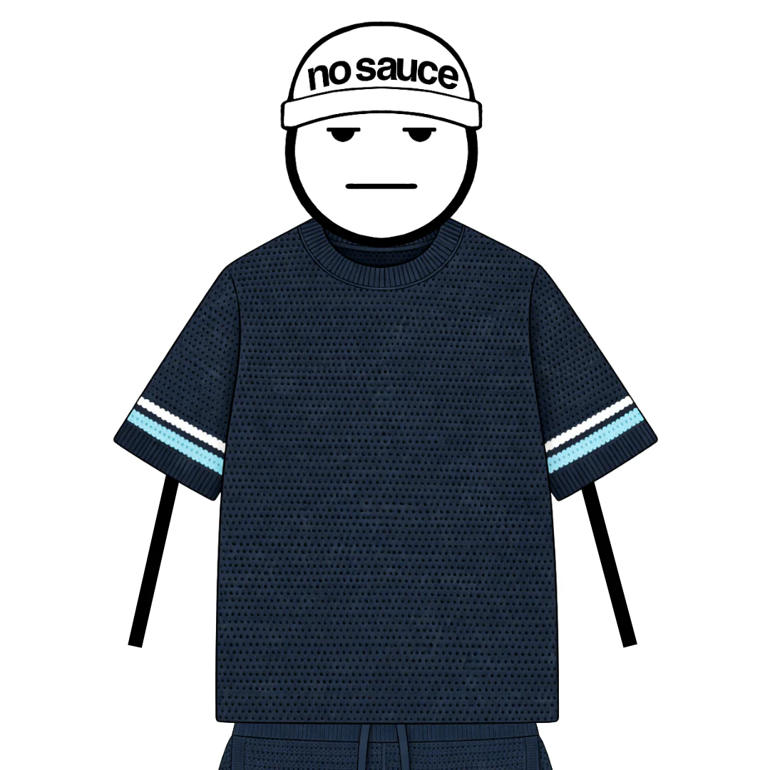 the crochet-knit striped tee - navy