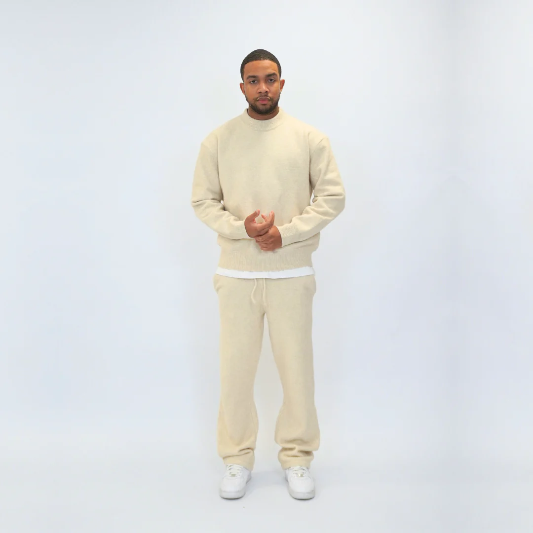 the soft-knit straight leg jogga' - creme - Image 3