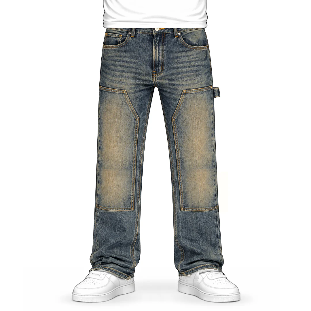 the straight leg carpenta’ jeans - blue (mocha wash)