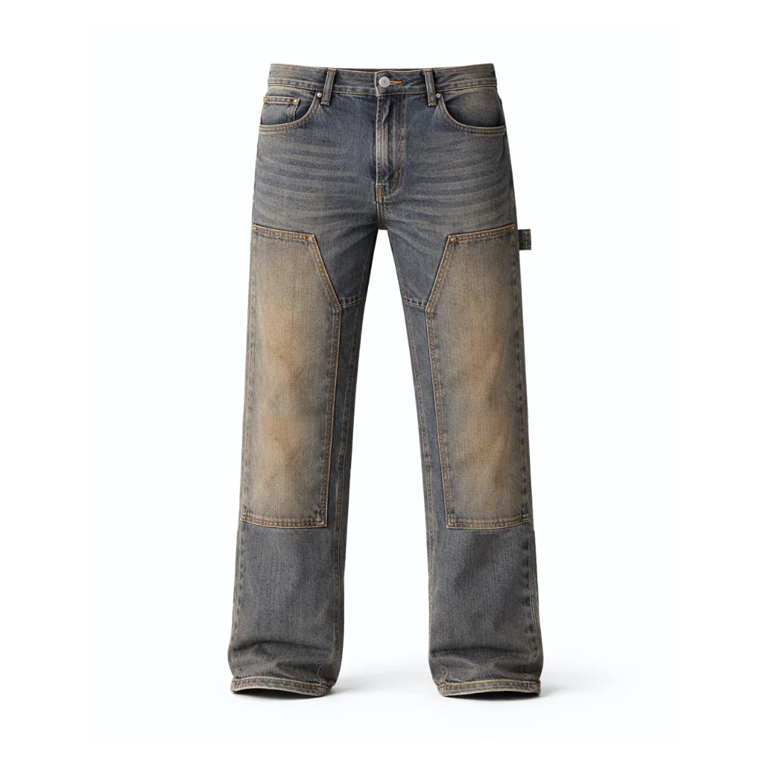 the straight leg carpenta’ jeans - blue (mocha wash) - Image 2