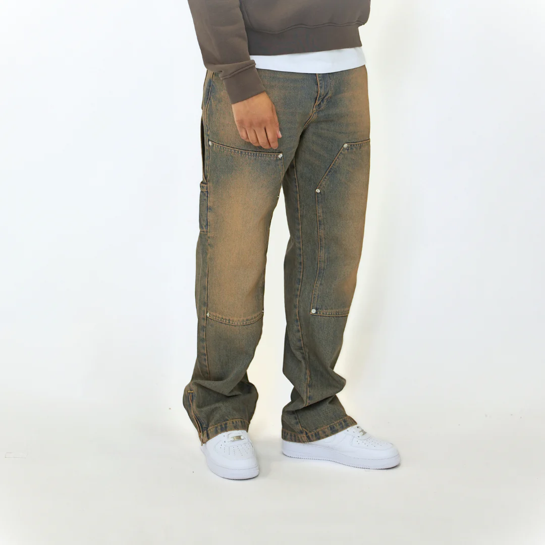 the straight leg carpenta’ jeans - blue (mocha wash) - Image 4
